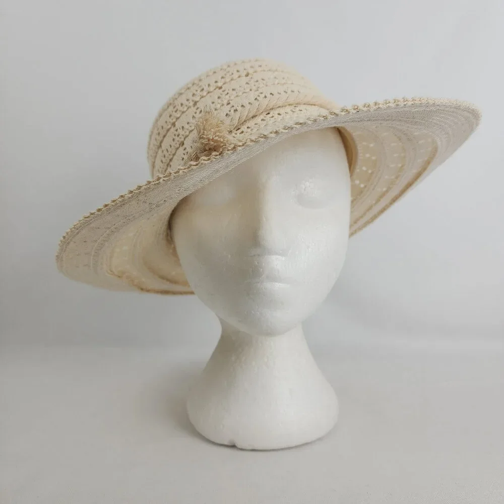Cream Woven Rope Detail Sun Hat - Picture 2 of 7
